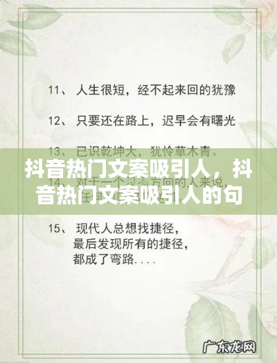 抖音热门文案吸引人，抖音热门文案吸引人的句子 