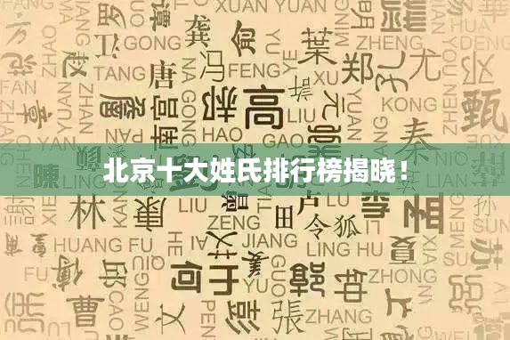 北京十大姓氏排行榜揭晓！