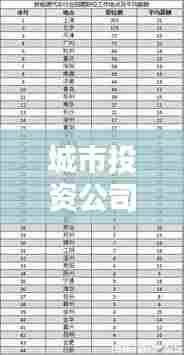 城市投资公司薪资排名大揭秘，薪酬水平深度解析